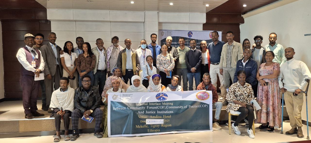 Finote Legal members and community participants during a public legal empowerment activity in Tigray